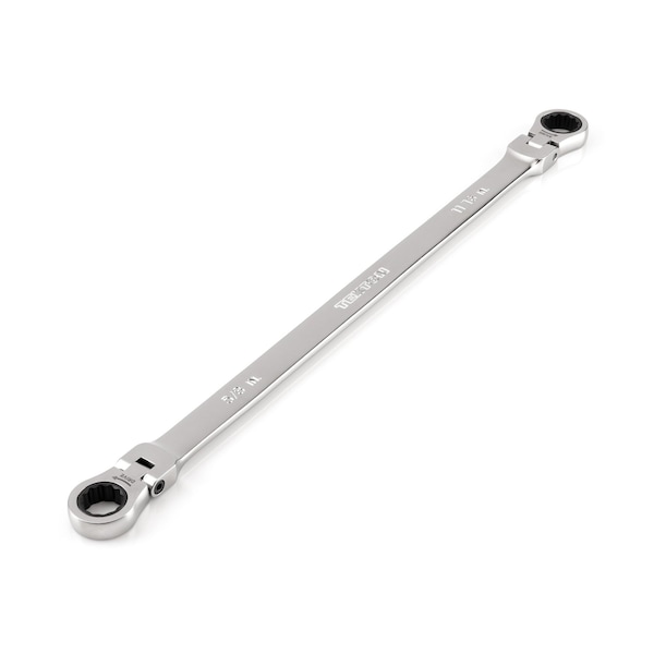 5/8 x 11/16 Inch Long Flex Head 12-Point Ratcheting Box End Wrench
